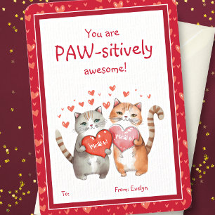 You Are Pawsitively Awesome Classroom Valentine's Card