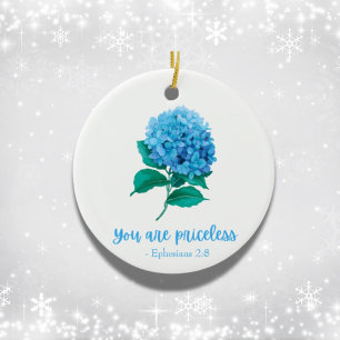 You Are Priceless Christian Faith Scripture Floral Ceramic Ornament