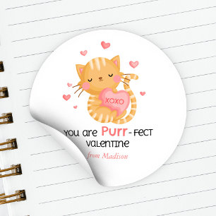 You Are Purr-fect Valentine Kids Classroom Classic Round Sticker