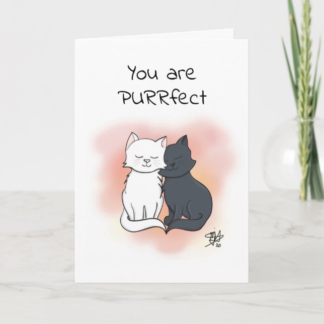 You are Purrfect Cartoon Cats Valentine Card (Front)