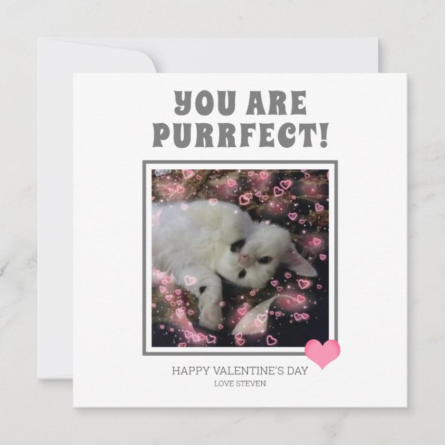 You Are Purrfect Funny Valentines Cat Pun Name Holiday Card (Front)