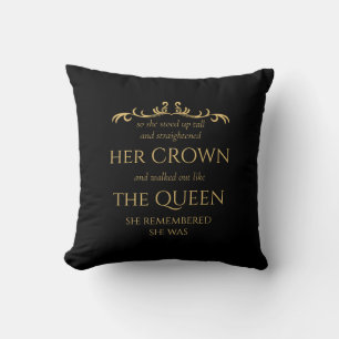 You Are Queen Elegant Modern Typography Black Gold Cushion