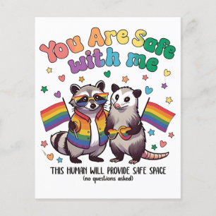 You Are Safe With Me LGBT Raccoon Animal  Flyer
