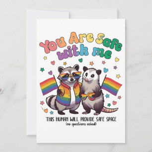 You Are Safe With Me LGBT Racoon Animal Invitation