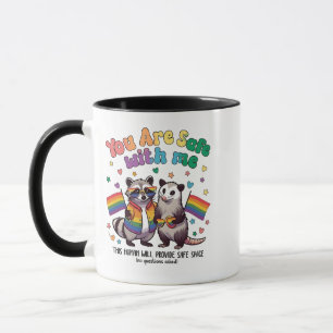 You Are Safe With Me LGBT Racoon Animal Mug