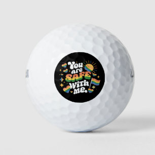 You are Safe with Me LGBT Rainbow Gay Golf Balls
