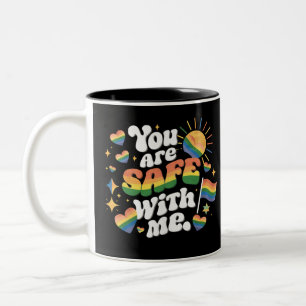 You are Safe with Me LGBT Rainbow Gay Two-Tone Coffee Mug