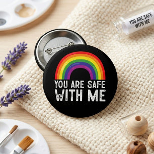 You Are Safe With Me LGBTQ Pride Month Rainbow  7.5 Cm Round Badge