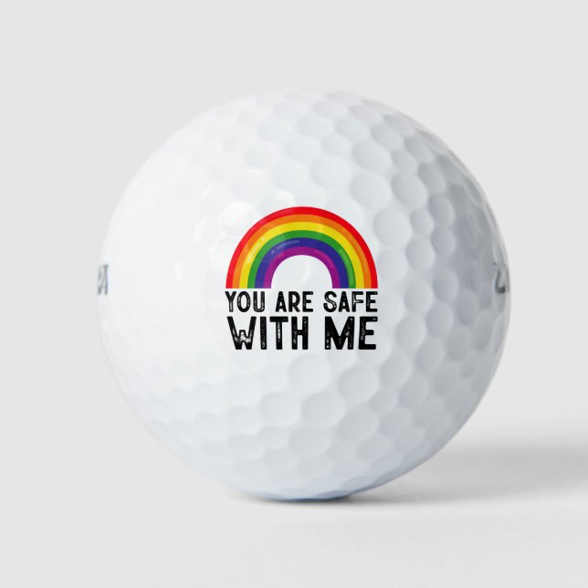 You Are Safe With Me LGBTQ Pride Month Rainbow  Golf Balls (Front)