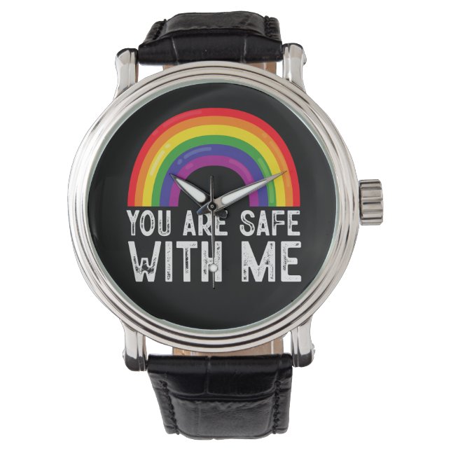 You Are Safe With Me LGBTQ Pride Month Rainbow  Watch (Front)