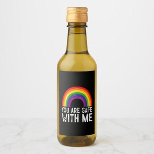You Are Safe With Me LGBTQ Pride Month Rainbow Wine Label