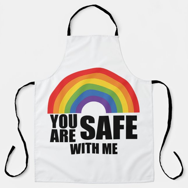 You Are Safe With Me LGBTQ Rainbow Pride  Apron (Front)