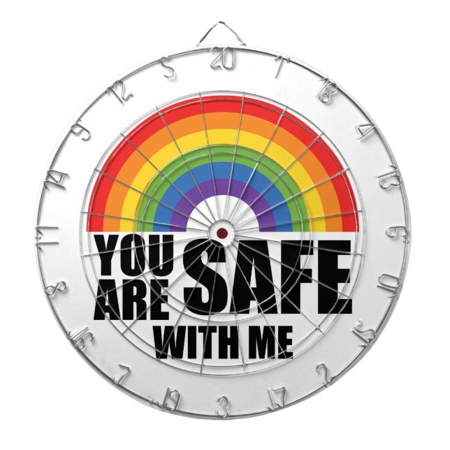 You Are Safe With Me LGBTQ Rainbow Pride  Dartboard (Front)