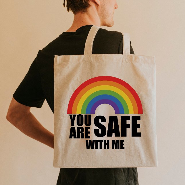You Are Safe With Me LGBTQ Rainbow Pride  Tote Bag (Creator Uploaded)