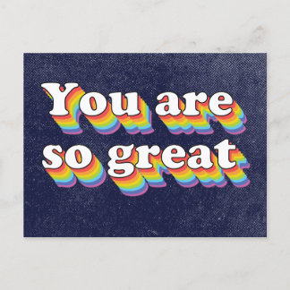 You Are So Great Retro Style Holiday Postcard