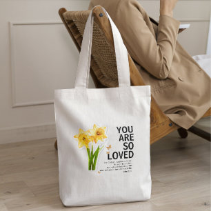 You Are So Loved Floral Christian Tote Bag