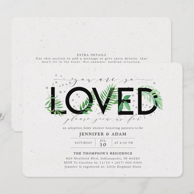 You Are So Loved Tropical Adoption Baby Shower Invitation (Front/Back)