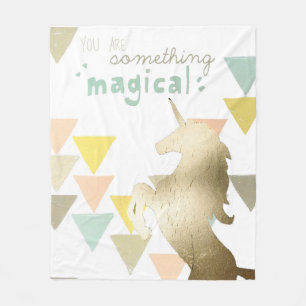 You Are Something Magical Gold Unicorn Fleece Blanket