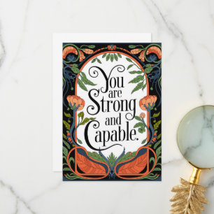 You Are Strong and Capable Inspirational Quote  Thank You Card