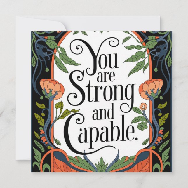 You Are Strong and Capable Inspirational Quote  Thank You Card (Front)