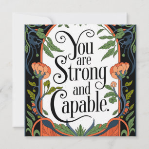 You Are Strong and Capable Inspirational Quote Thank You Card