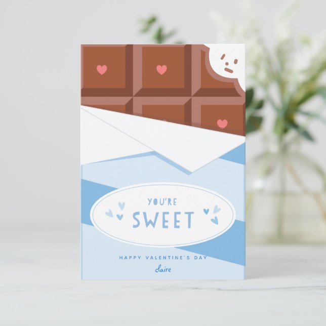 You are sweet classroom Valentine's day card Blue  (Standing Front)