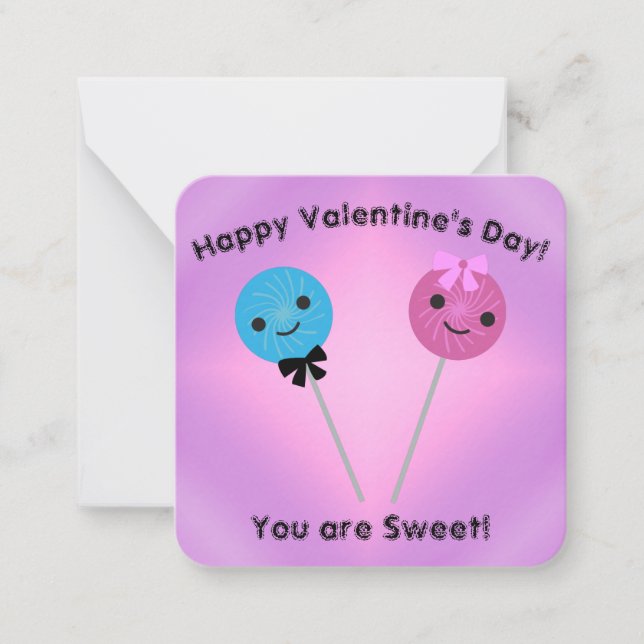 You Are Sweet Cute Lollipops Valentine Card (Front)
