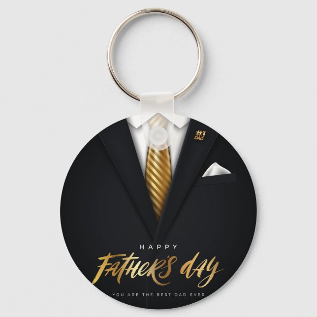 You Are the Best Dad Ever Black Gold Father's Day Key Ring (Front)