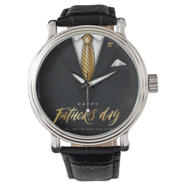  You Are the Best Dad Ever Black Gold Father's Day Watch (Front)