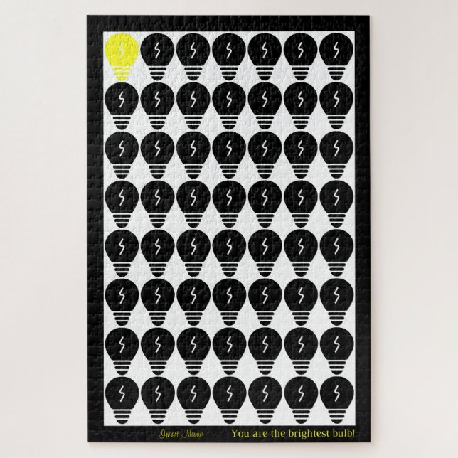 You Are the Brightest Bulb Customisable: Black 003 Jigsaw Puzzle (Vertical)