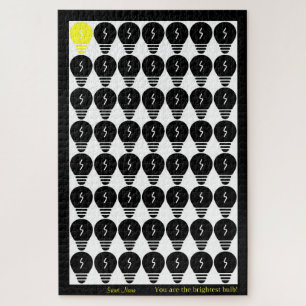 You Are the Brightest Bulb Customizable: Black 003 Jigsaw Puzzle