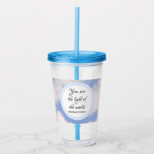 You are the Light of the World Bible Verse Blue Acrylic Tumbler