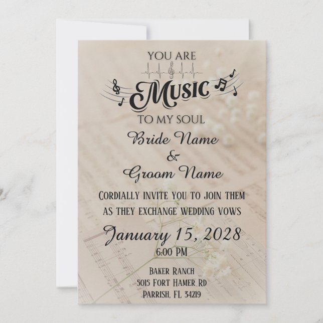 You are the Music to My Soul Wedding Invitations (Front)