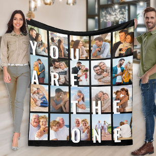 You Are the One 20 Vertical Photo Collage Black Fleece Blanket