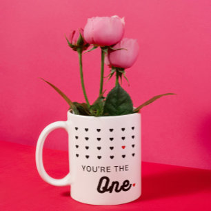 You are the one, Black and red hearts Coffee Mug