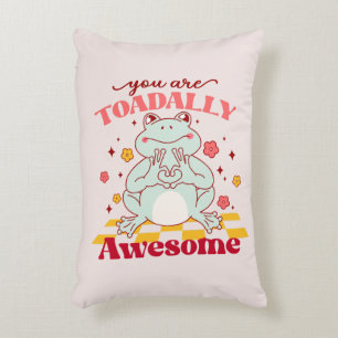 "You Are Toadally Awesome" Cute Frog Pun Decorative Cushion