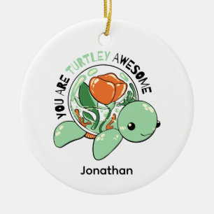 You Are Turtley Awesome Flower Succulent Turtle Ceramic Ornament