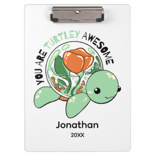 You Are Turtley Awesome Flower Succulent Turtle Clipboard