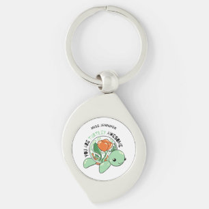 You Are Turtley Awesome Flower Succulent Turtle  Key Ring