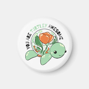 You Are Turtley Awesome Flower Succulent Turtle Magnet