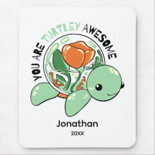 You Are Turtley Awesome Flower Succulent Turtle Mouse Pad