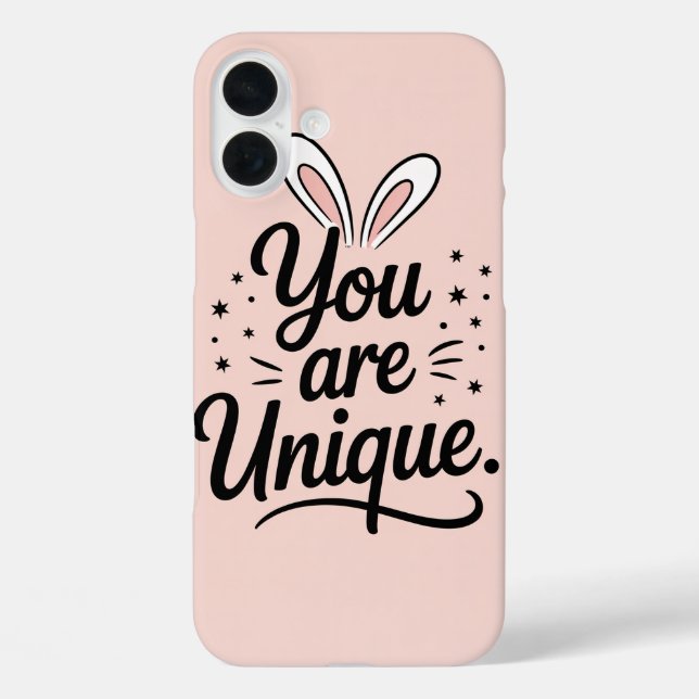 You Are Unique Bunny Ears Quote Phone Case (Back)