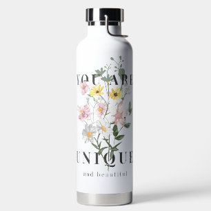 You are Unique Floral Slogan Water Bottle