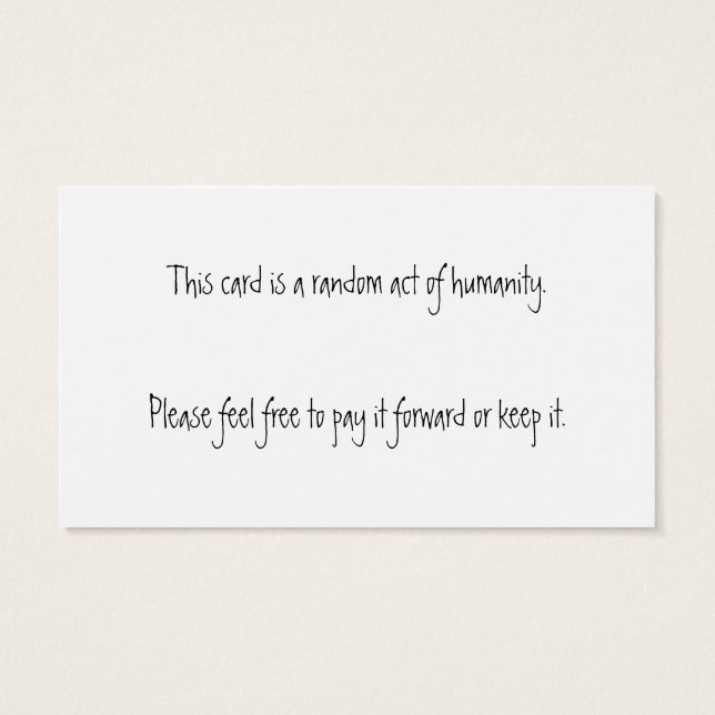 You are Wonderful! Random Act of Humanity Cards (Back)