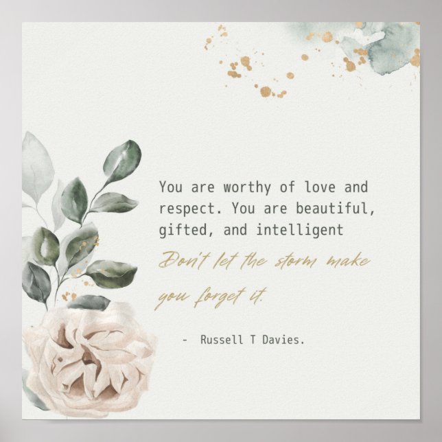 You are worthy love and respect quote poster (Front)