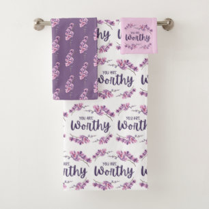You Are Worthy Orchid Towel Set