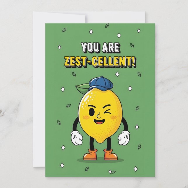 You Are Zest-cellent funny lemon pun citrus Thank You Card (Front)