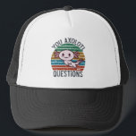 You Axolotl Questions Retro 90s Vintage Sunset Trucker Hat<br><div class="desc">Retro 90s You Axolotl Questions Vintage Sunset cute, axolotl, lover, gift, kawaii, funny, vintage, sunset, retro, axolotl fish, quotes, memes, gifts, You Axolotl Questions
Funny Axolotl T-shirt,  Cute Axolotl T-shirt, Vintage Sunset with Axolotl,  You Axolotl Questions T-Shirt</div>