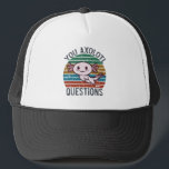 You Axolotl Questions Retro 90s Vintage Sunset Trucker Hat<br><div class="desc">Retro 90s You Axolotl Questions Vintage Sunset cute, axolotl, lover, gift, kawaii, funny, vintage, sunset, retro, axolotl fish, quotes, memes, gifts, You Axolotl Questions
Funny Axolotl T-shirt,  Cute Axolotl T-shirt, Vintage Sunset with Axolotl,  You Axolotl Questions T-Shirt</div>