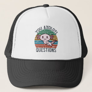 You Axolotl Questions Retro 90s Vintage Sunset Trucker Hat